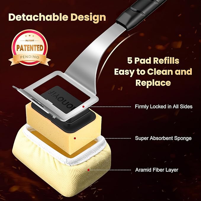 Grill Brush Bristle Free + 5 Replaceable Pads, Grill Cleaner Brush for Outdoor Grill, Steam Grill Brush and Scraper for Cast Iron/Stainless Steel Grates, BBQ Grill Brush, Gift for Men Dad