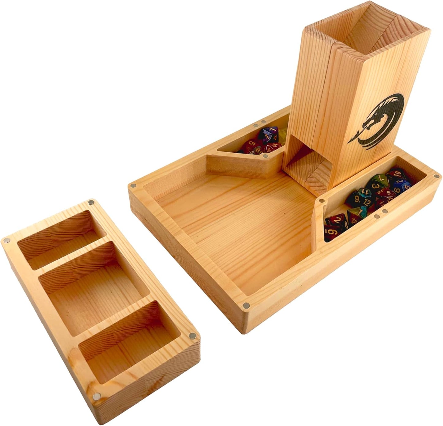 Wooden Dice Tower, DND Dice Roller with Tray, Portable Magnetic Die Roller Castle for Dungeons and Dragons, Board Game, D&D Tabletop Game and RPG Games