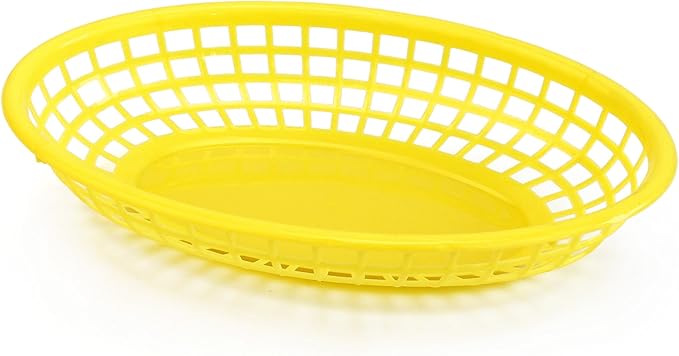 New Star Foodservice Fast Food Baskets, 9.25" x 6", Oval (Yellow, Three Dozen)