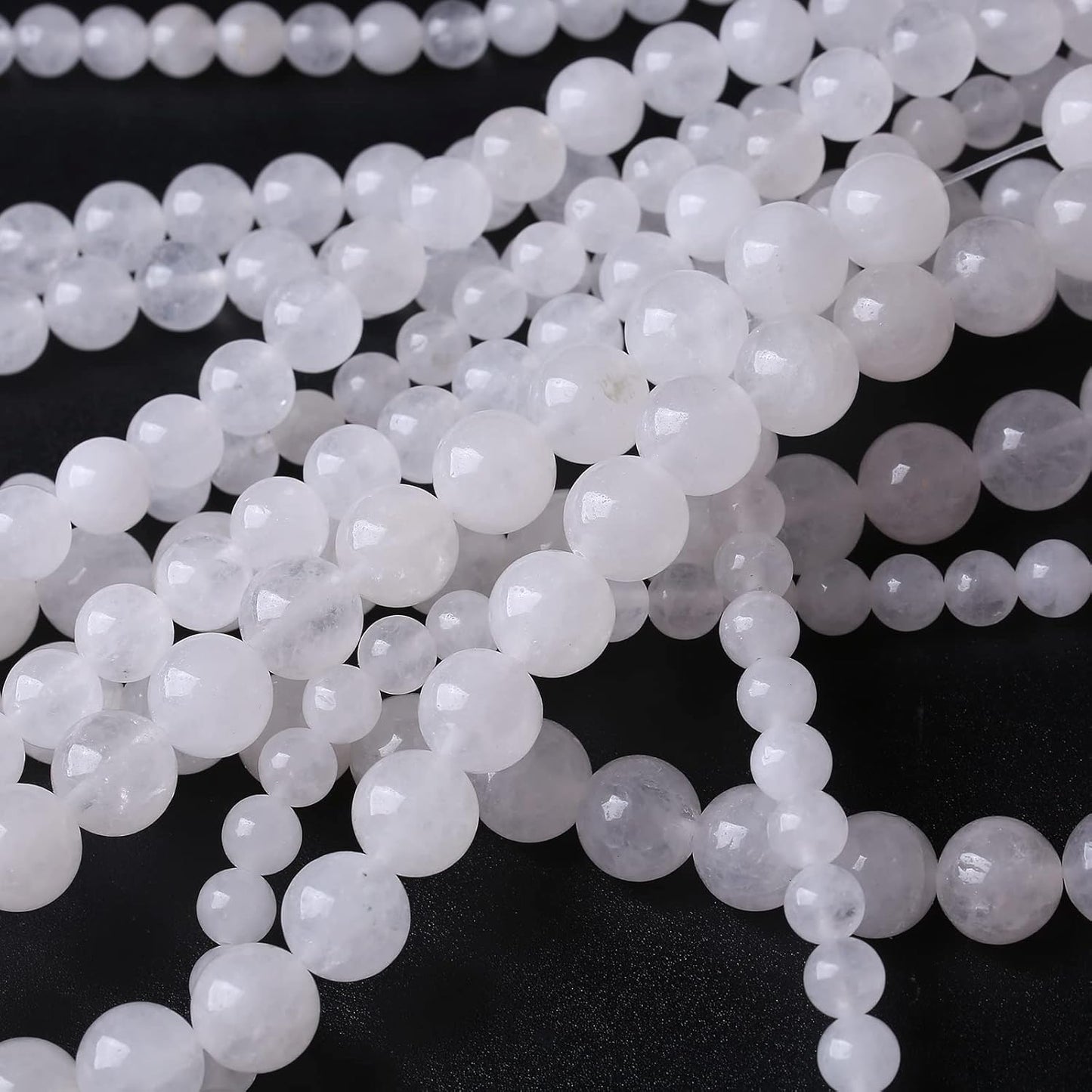 90PCS 4MM White Chalcedony Beads Round Loose Stone Beads for Jewelry Making DIY Energy Stone Healing Power Bracelet 15"