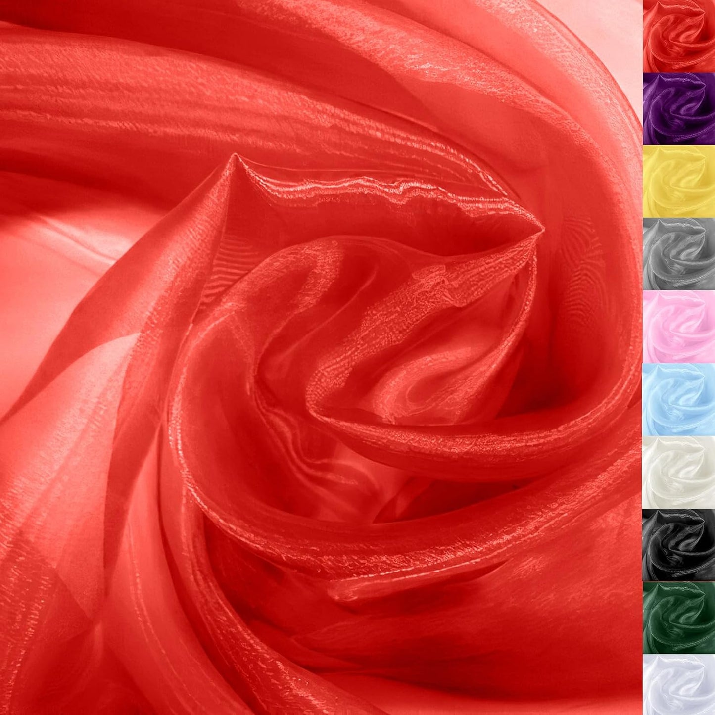Red Crystal Organza Fabric – 16" x 5 Yards Lightweight Sheer Tulle for Bows, Tutus, Table Runners, Gift Wrapping, Crafts & DIY Sewing (Folded Package)