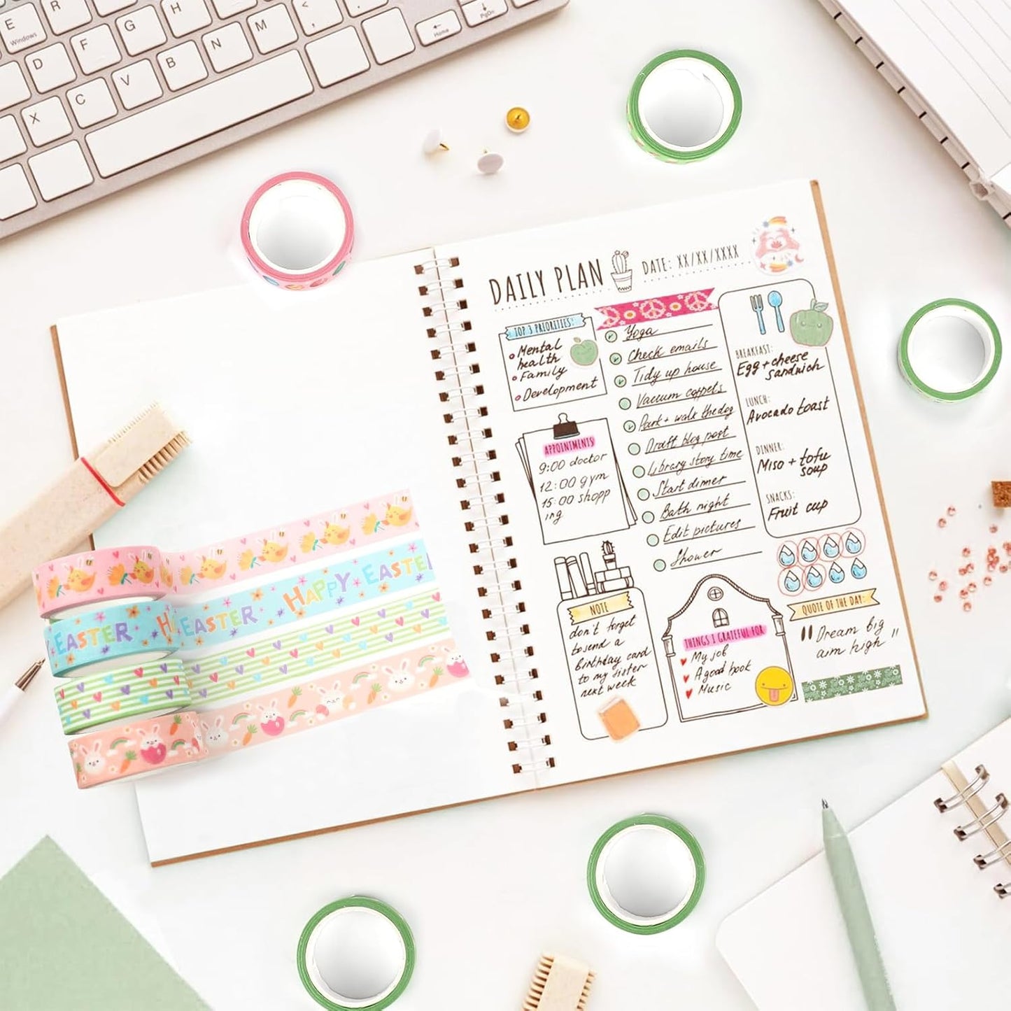 12 Rolls Summer Farm Washi Tape, Farm Animals Chicks Rabbits Masking Tape, Plaid Pattern Decorative Paper Stickers for Summer Holiday Scrapbook Journal DIY Crafts Gift Packing 16.4FT