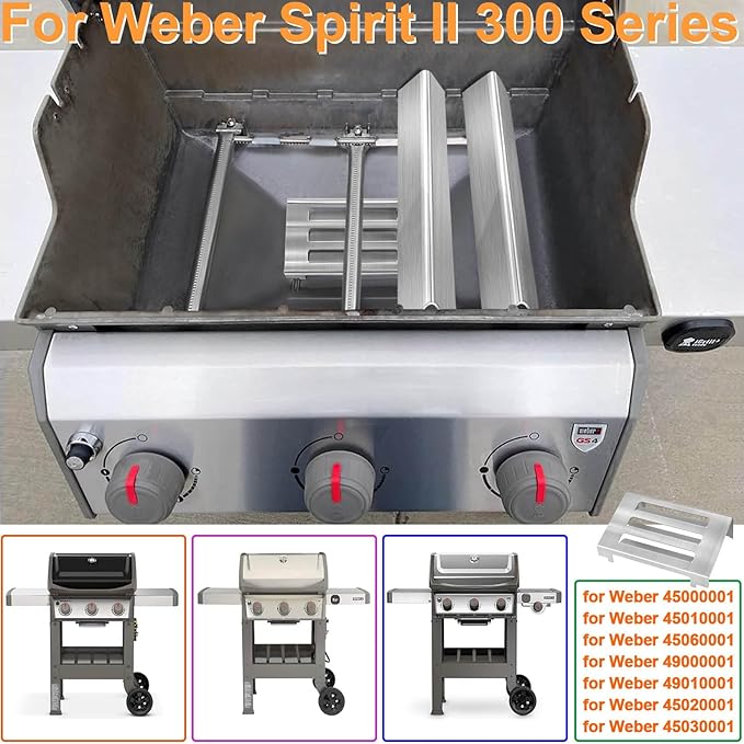 GasSaf 67060 Heat Deflector for Weber GS4 Spirit II 200 & 300 Series 210 220 310 320 Grill Parts, Heat Deflector for Weber Spirit 2 Parts, GS4 Grill Parts for 2 Burners and 3 Burners Heat Plates