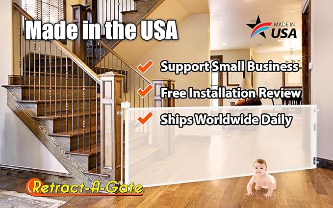 Retract-A-Gate 72" White: The Original and only Made in USA Retractable Baby, Dog, & Cat Gate