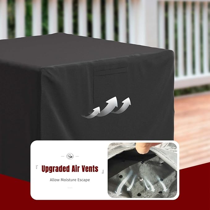 SHINESTAR 32 Inch Fire Pit Cover Square, Fits for 28-32 Inch Outdoor Fire Pit Table, Waterproof Layer & Double Stitching with Windproof Drawstring and Buckle Straps, 32 x 32 x 24 Inches, Black