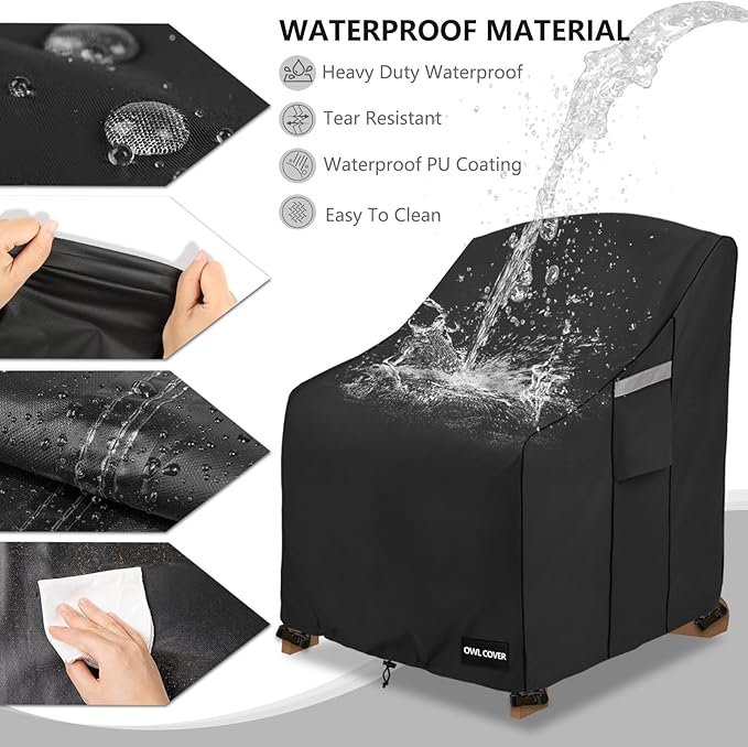 Outdoor Chair Covers 30"W x 34"D x 36"H,600D Heavy Duty Waterproof Patio Chair Cover,Outdoor Furniture Covers for Lawn/Garden Chiar,Black