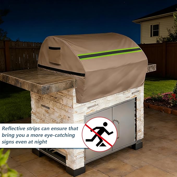 Built in Grill Cover for Blaze Premium LTE 32-Inch - Heavy Duty 600D Waterproof with Reflective Strips and Plush Lining, Universal 4-Burner Gas Grill Protector,Khaki