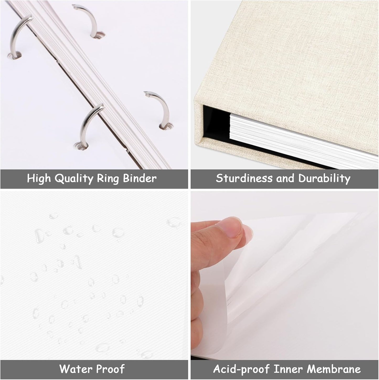 Zesthouse Photo Album Self Adhesive with Picture Display Window, 3-Ring Scrapbook Albums 60 Pages Holds 8x10 5x7 4x6 Photos, DIY Photo Book Ideal Gift for Family Wedding Baby