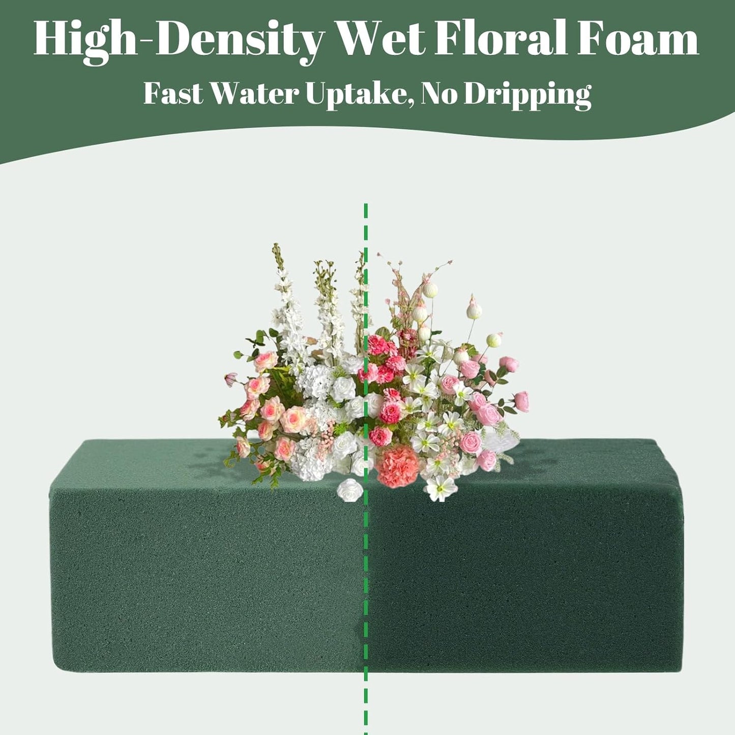 30 Pack Floral Foam Blocks for Fresh and Artificial Flowers – Green Wet Foam for Flower Arrangements, Florist Foam for Centerpieces, Bouquets, Crafts, DIY Cutting
