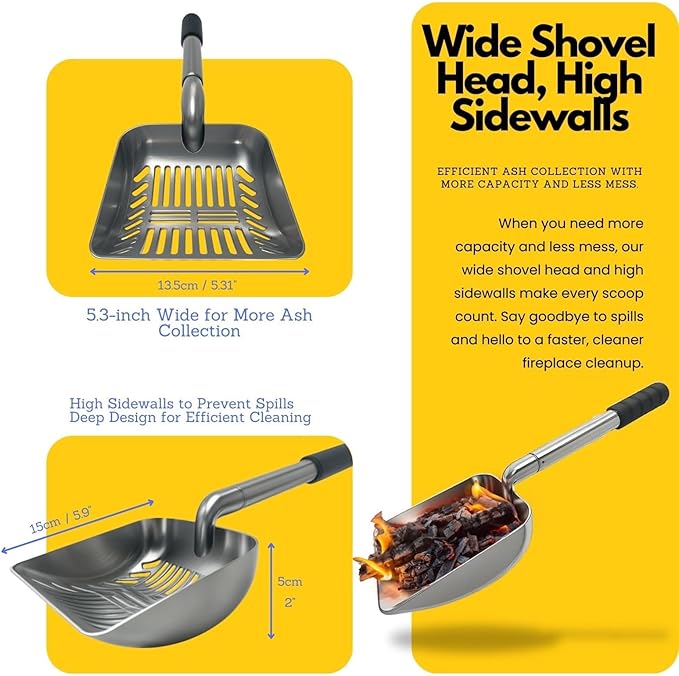 Hollow-Out Ash Sifter - Heat-Resistant Metal Coal Scoop, Adjustable Fire Pit Scoop, Fireplace Ash Sifter Oven Shovel | Fireplace Tools for Woodstove to Separate Coals Outdoor Wood Stove BBQ Campfire