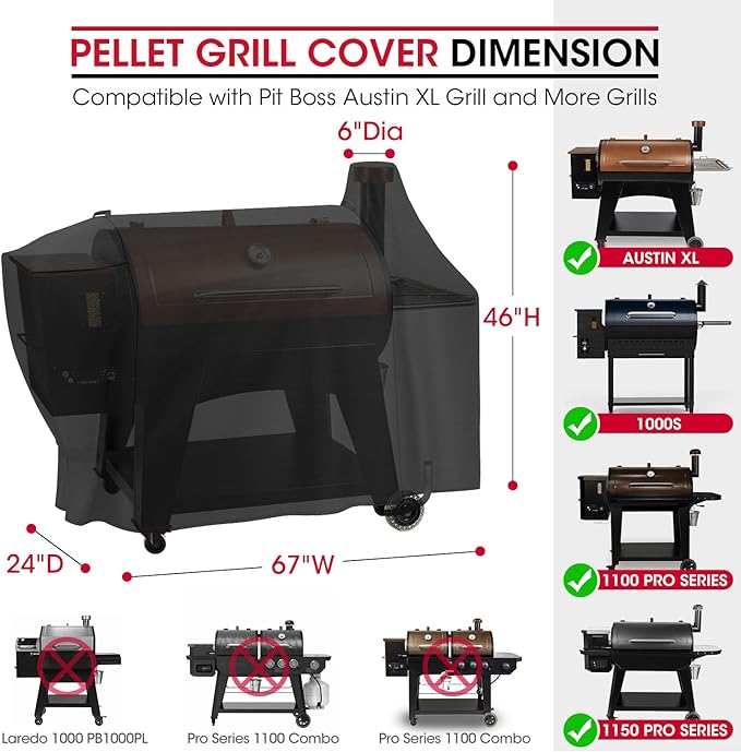 Unicook Pellet Grill Cover Compatible for Pit Boss Austin XL 1000 Series, Mahogany Series 1000, Sportsman 1000, All Weather Resistant Waterproof Outdoor BBQ Grill Cover