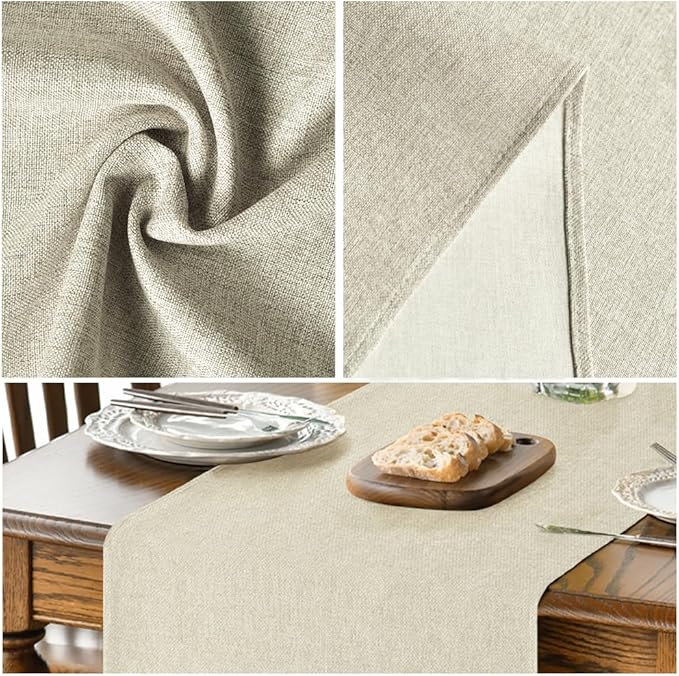 Artoid Mode Beige Table Runner, Seasonal Summer Fall Washable Kitchen Dining Table Decoration for Home Party Decor 13x90 Inch