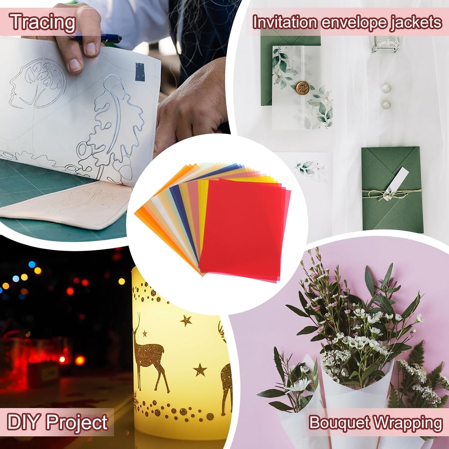 PATIKIL 30 Sheets Vellum Paper 8.5x11inches, Printable Translucent Paper 100GSM Colored for Invitations Laser Inkjet Printing Card Making Crafting Wedding Tracing, Silver