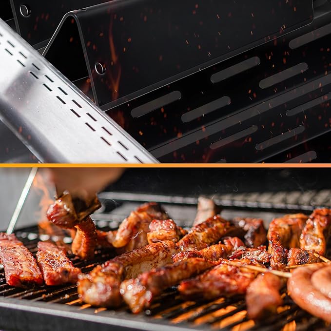 Grill Flavorizer Bars for Weber Genesis II E-410, S-410, LX E-440, S-440, Weber Genesis 2 66041, 66033, 66796, Heat Deflectors BBQ Grill Heat Plate, 17" Porcelain Steel Grill Flavor Bars