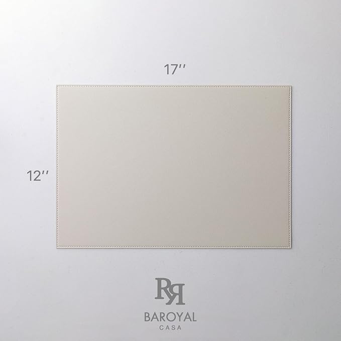 Faux Leather Placemats Set of 12 Vinyl Washable Wipeable Table Mats for Kitchen Dining Table Heat Resistant Waterproof Modern Indoor/Outdoor Placemats Non-Slip Easy Clean Place Mat Cream White