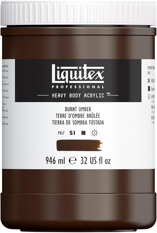Liquitex Professional Heavy Body Acrylic Paint, 32-oz (946ml) Pot, Burnt Umber