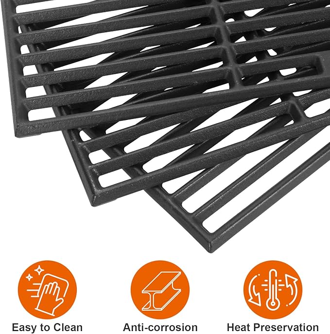 Cast Iron Grill Grates and Stainless Steel Grill Part Kit for Charbroil Performance 6 Burner Grills 463276517 463238218 463276617 463238218, Heat Plates, Burners, Adjustable Crossover Tube, Ignition