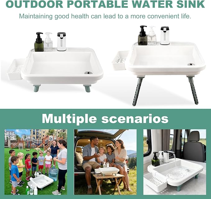 Portable Sink, Portable Hand Washing Station with Electronic Faucet, Easy Setup, Indoor and Outdoor Use, Ideal for Dishwashing, Camping Hygiene, Gardening and More