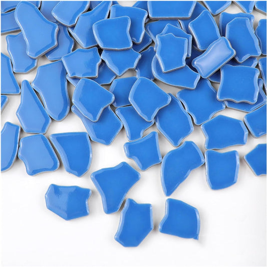 0.78"-1.57" Irregular Ceramics Mosaic Tiles,1.1LB Mosaic Pieces Stones for Home Decoration DIY Craft Plates Flowerpots Vases Cups Mosaic Making Supplies (Blue)