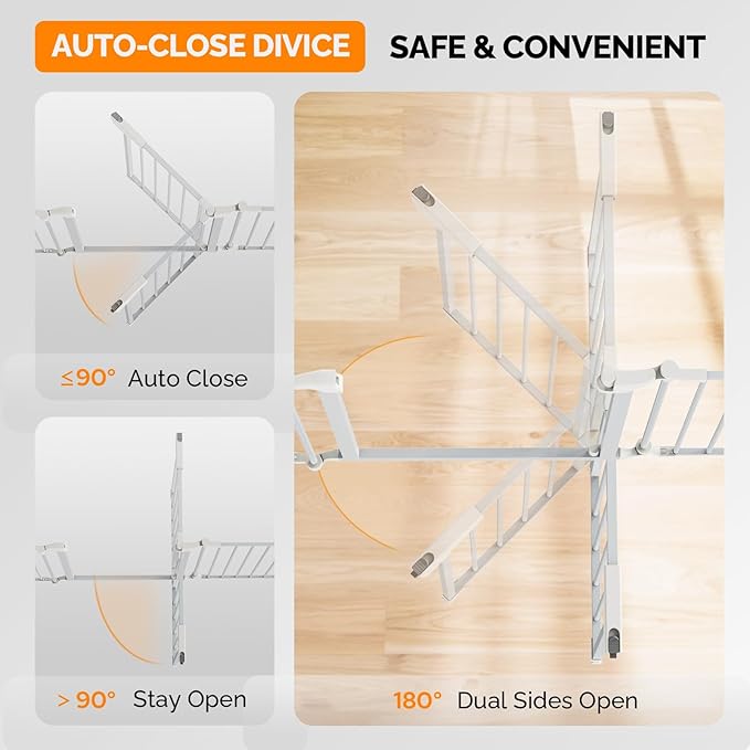 Bonnlo 120-Inch Wide Metal Baby Safety Fence/Play Yard Adjustable Fireplace Hearth BBQ Fire Gate Christmas Tree Gate 5-Panel Playpen for Toddler/Pet/Puppy/Cat/Dog, 25.39"W x 29.3" H Each Panel, White