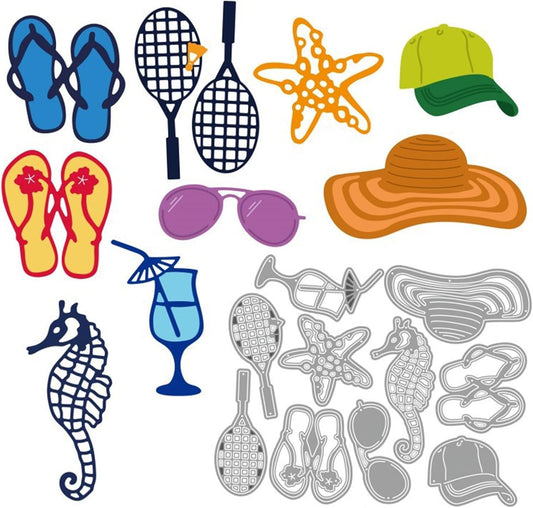 Cutting Dies Metal Stencils Scrapbooking Tools DIY Embossing Template for Paper Card Making Album Arts Crafts Supplies (Beach supplies-11x14cm)