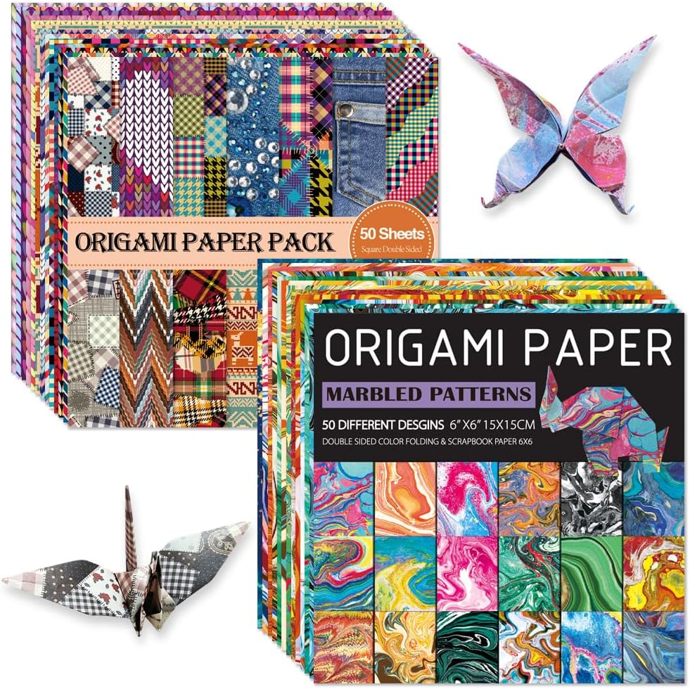 Origami Paper Kit Dobule Sided 100 Sheets 100 Colors 6 Inch Japanese Chiyo Square Easy Fold Arts Crafts DIY Handwork Origami Papers Beginner Cloth Rock Color