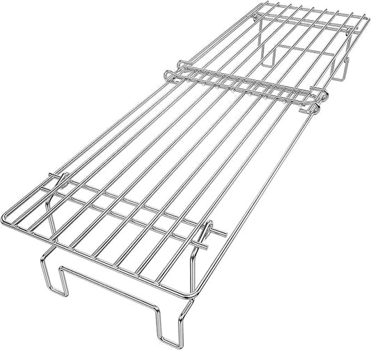 Hisencn Universal Grill Rack for Gas/Wood Pellet/Griddle/Smoker Grill, Adjustable Warming Rack, Upper Rack with Foldable Leg, Adjustable Length 15.3-22.1 in (Universal Grill Rack)