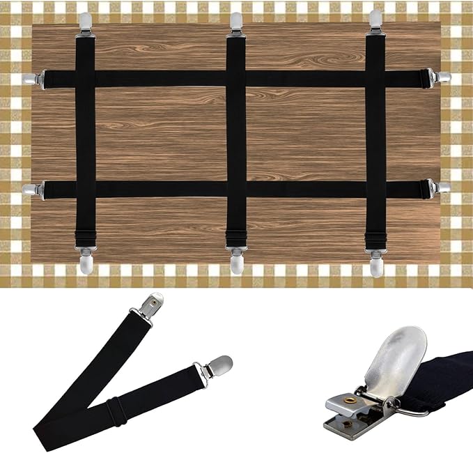 Hidden Strap Tablecloth Clips - Perfect for Picnic Tables and Thick Tables Indoor and Outdoor, Keep Your Tablecloth Secure with Our Invisible Table Cloth Clips!