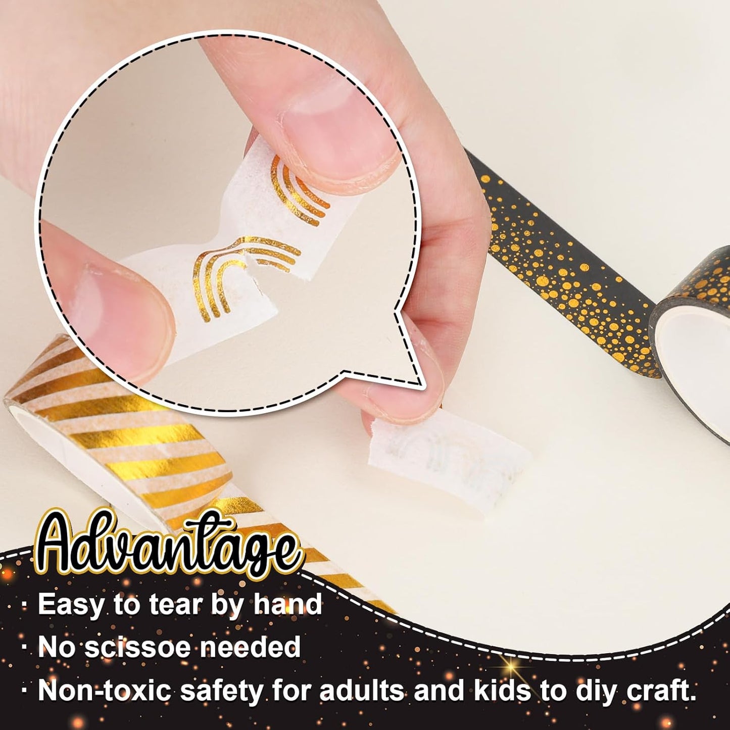 Whaline 12 Rolls Gold Foil Pattern Washi Tape Heart Dot Stripe Rainbow Masking Tape Set Decorative Wrapping Paper Tapes for Scrapbook Journal DIY Art Crafts