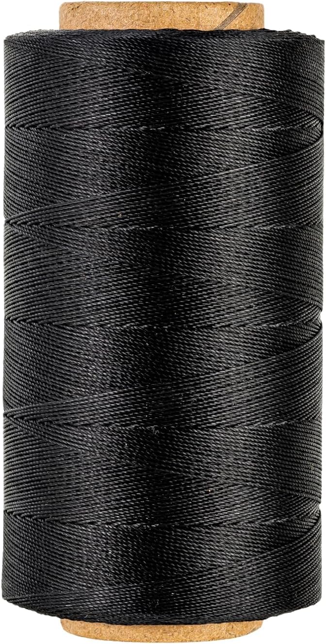 Thin Wax Polyester Thread, 0.45mm, 547 Yards, 3 Ply Round Waxed Cord Strings for Sewing, Beading, Binding, Micro Braiding, Fine Leather Craft and Micro Macrame Jewelry - Black