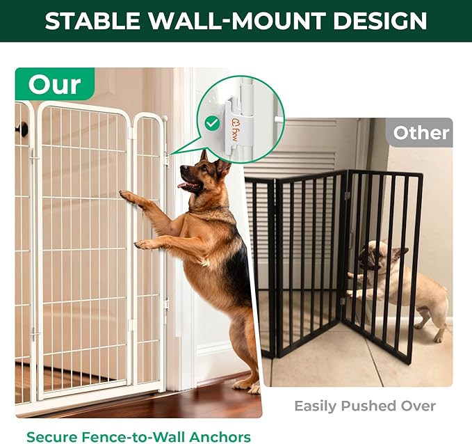 FXW Dog Gate Extra Wide Designed for Indoor Use, Adjustable Width Up to 55-inch Wide (45" H 2 Wire Panels for Large Dogs), White