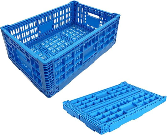 Collapsible Storage Bin/Crates，52L Foldable Baskets,Storage Baskets and Bins for Toys, Home and office Storage, Stackable Crates for Home Organization（Blue）