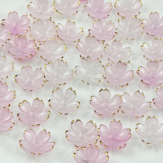 100pcs Acrylic Flower Beads, 19mm Cherry Blossom Plastic Gradient Flower Spacer Beads for DIY Crafts Bracelet Necklace Earrings Jewelry Making(Light Pink)