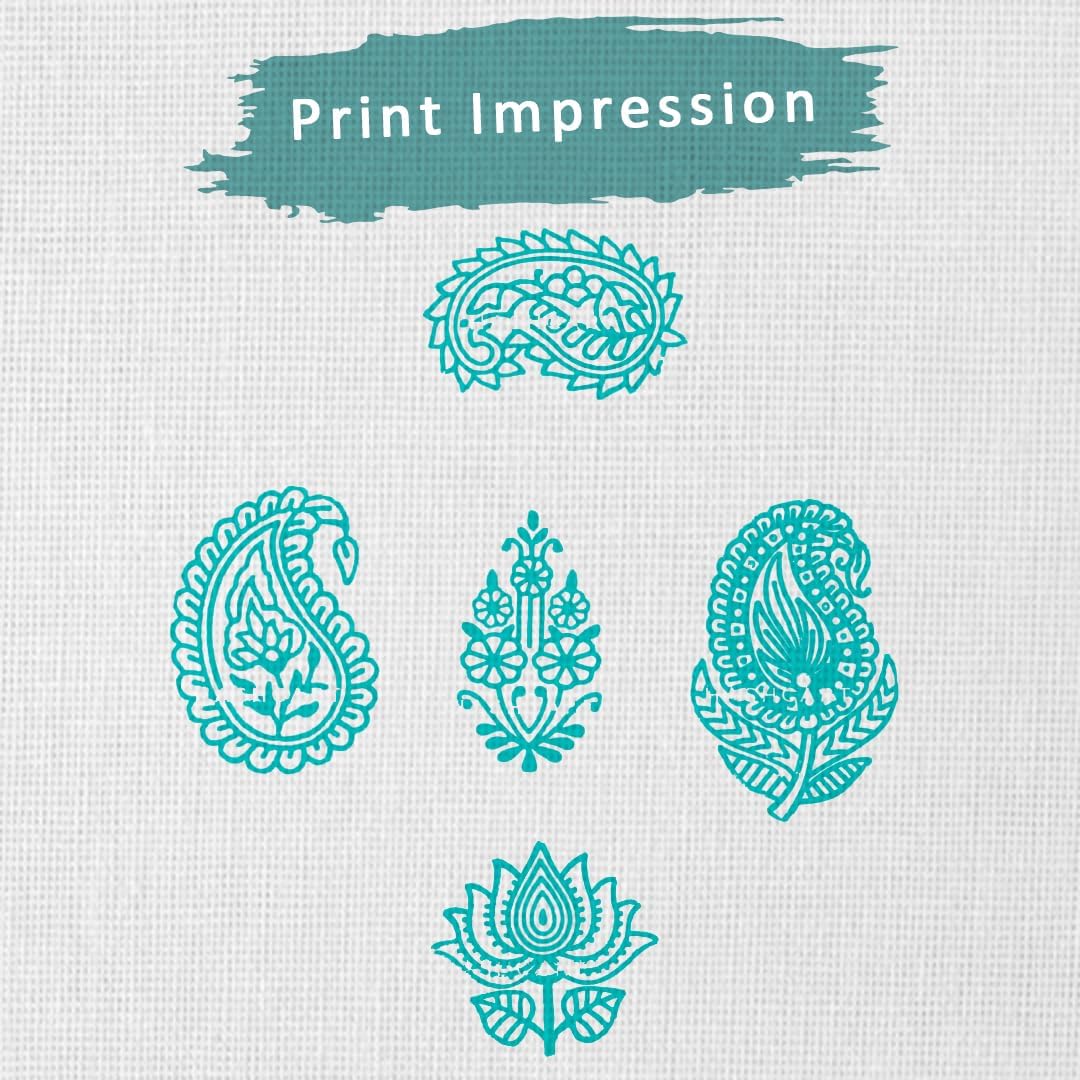 HASHCART® Elegant Designs Flower and Lotus Wooden Block Stamps Set of 5, Handmade Wood Printing Stamps for Kids' Art Projects, Textiles, Fabric, Clay, Henna, Tatotoo, Wood Stamp for Craft