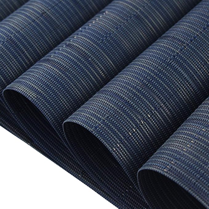 Plastic Placemats,Non Slip Washable Placemats for Dining Table Wipe Clean Table Mats Set of 6(Navy Blue)