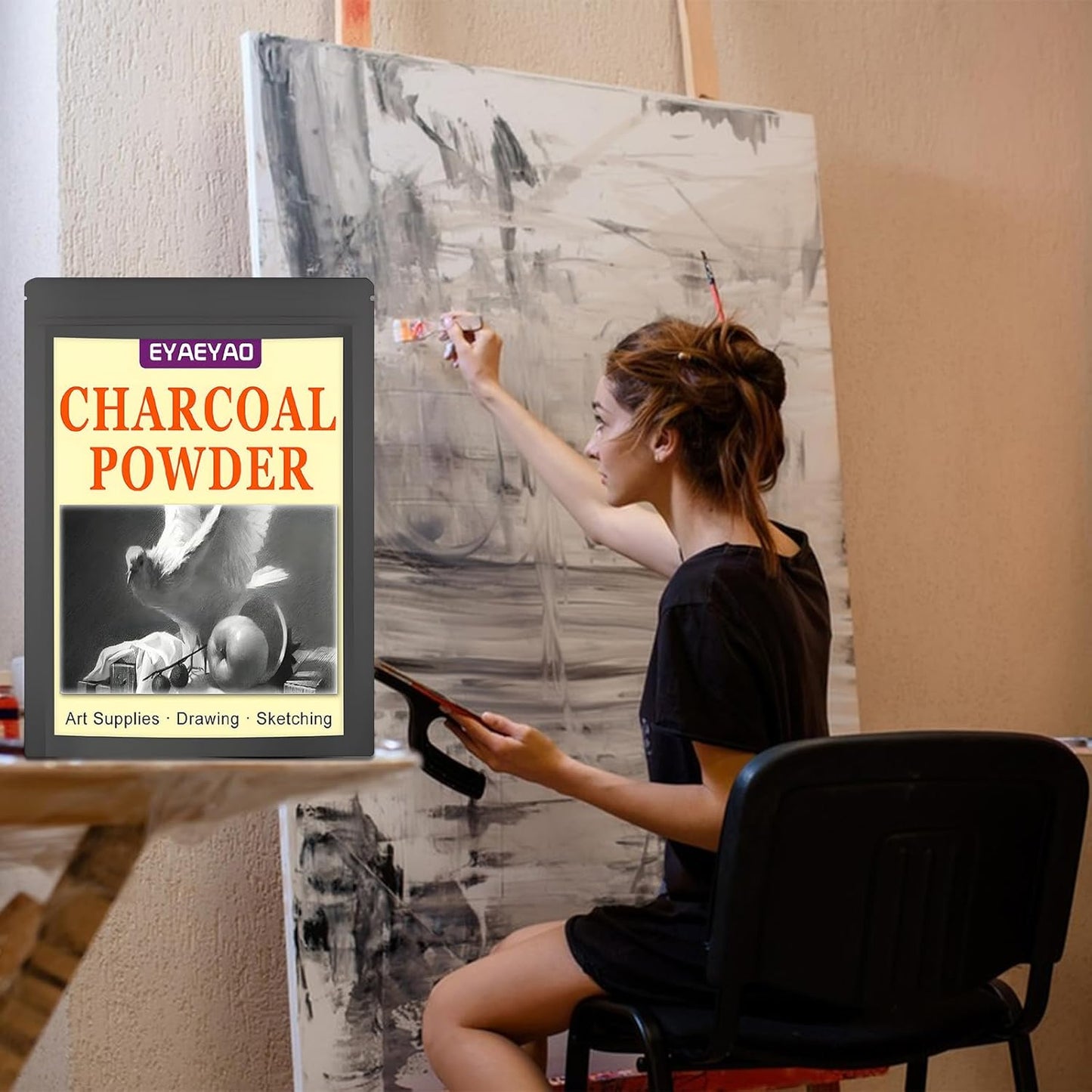 Premium Charcoal Powder for Drawing & Sketching - 2 lbs Fine Art Charcoal, Ideal for Shading, Blending - Professional & Beginner Artist Supplies (2 Pounds)