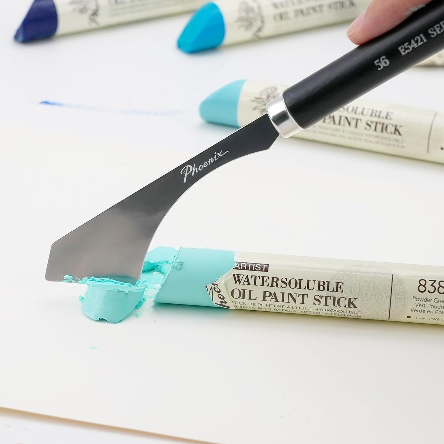 PHOENIX High Flexible Palette Knife Set, 8 Pieces Stainless Steel Painting Knives (32,54,55,50,44,56,53,51) Art Knife with Wood Handle, Paint Spatula for Oil Acrylic Paint