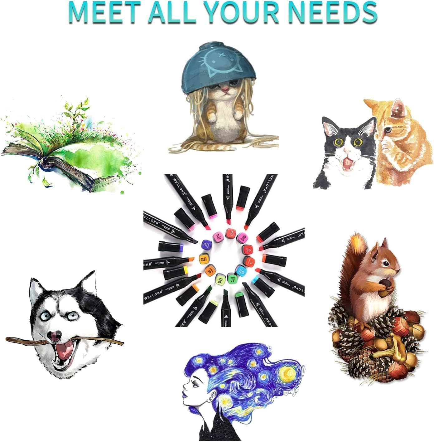 Alcohol Markers, 120 Colors Dual Tip Permanent Art Markers for Drawing,for Kids Adult Coloring, Alcohol, Based Ink Ideal for Book Painting and Card Making