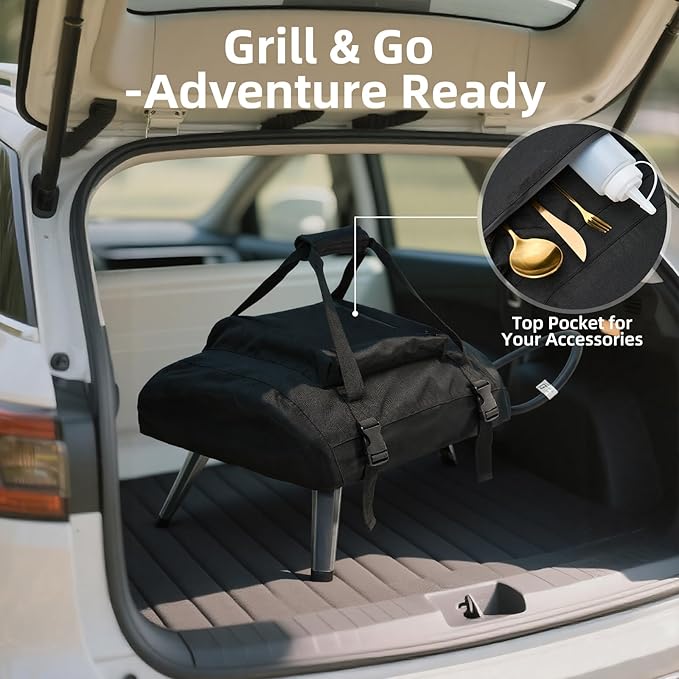 NOELIFE Waterproof Cover for Ooni Koda 12 Pizza Oven, Accessories for Ooni 12, Pizza Maker Carry Cover with Top Pocket for Attachments, with Straps in the Bottom for Fixation (Oven Not Included)