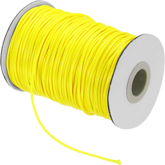 MECCANIXITY Waxed Cord 1.5mm Waxed Thread 87 Yard Wax String Leather Cord for Bracelet Making, Necklaces, Beading, Jewelry Making and DIY Crafts(Yellow)