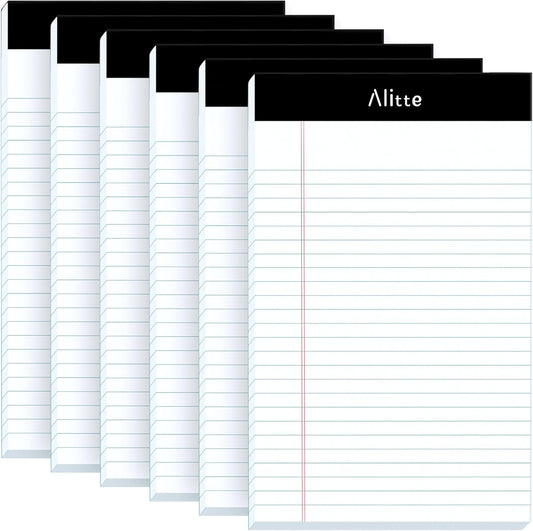 Legal Notepads 5x8, Pack of 6 - Perforated Narrow Ruled Writing Pad - Premium Thick Paper, No Ink Bleeding - Blank Legal Pads For Home, Office, School, Business - 50 Sheets Per Notebook