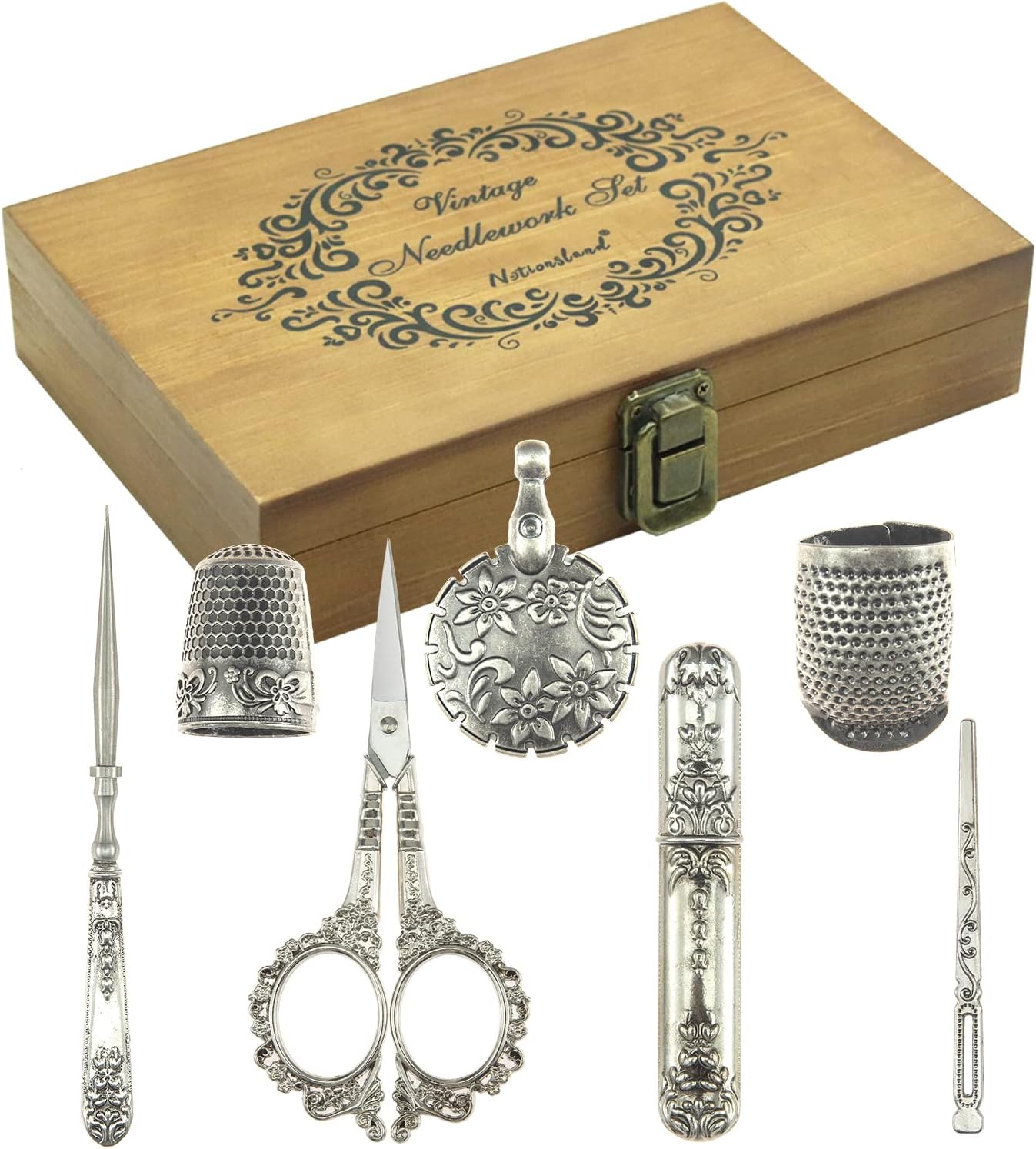 Vintage Embroidery Scissors Set, European Style Stainless Steel Sewing Tools for Sewing, Craft, Art Work, Needlework, Silver