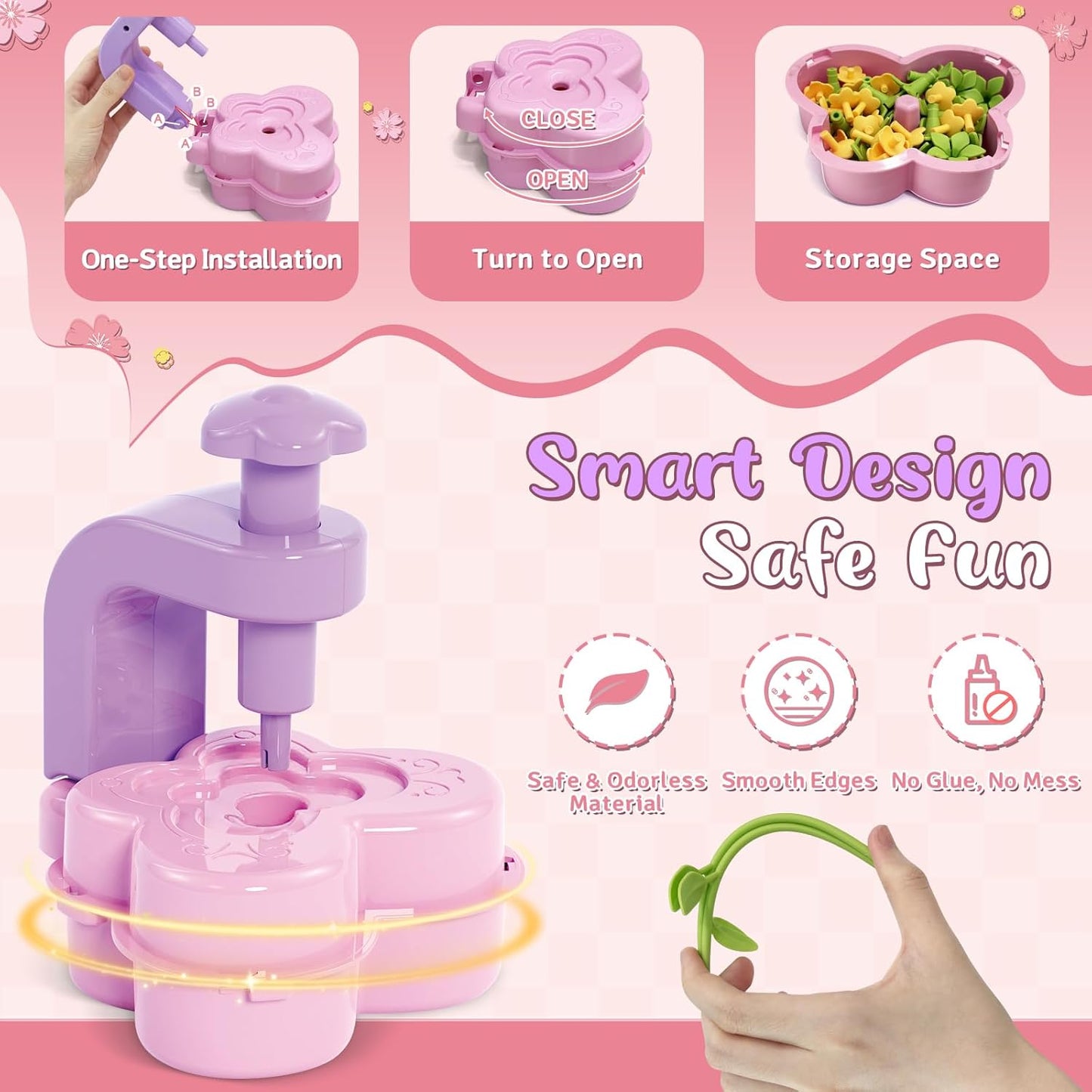 Fabric Flower Bouquets Toys – Mess-Free Flower Crafts for Kids & DIY Arts and Kid Crafts for Ages 3 4 5 6 7 8 9+, No Glue Needed, Fun Early Educational STEM Gift for Birthdays, Christmas, Holidays