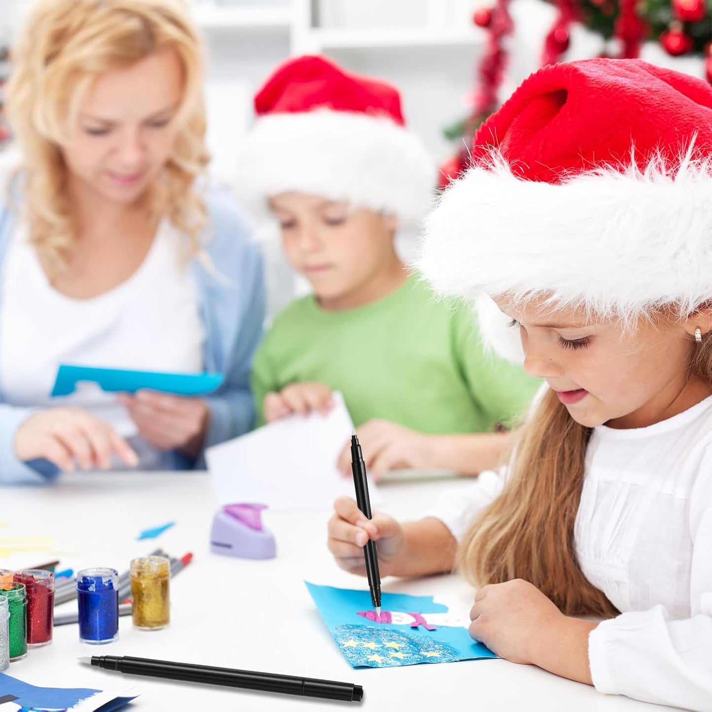 Dual Ended Embossing Pens 2 Pieces Black Embossing Pens for Powder DIY Art Paper Crafting Scrapbooking Drawing Stamping