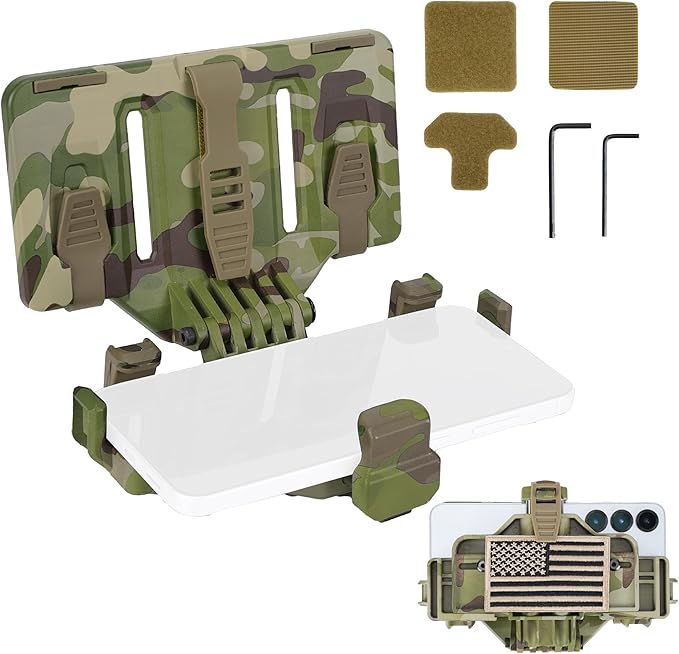 Tactical Phone Holder Available in Full Size Plate Carrier Phone Mount Adjust Nylon Molle Phones Holder for Tactical,Car,Office (CP)
