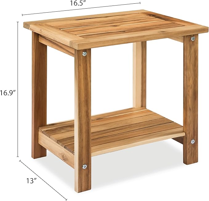 Double Adirondack Side Table, Weather-Resistant Rectangular End Table for Patio, Garden, Lawn, and Living Room. Ideal as a Stylish Indoor and Outdoor Side Table Companion, Light Natural