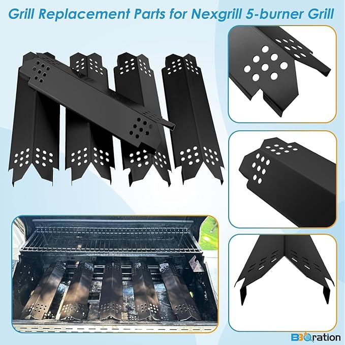 Replacement Parts Kit for Nexgrill 5-Burner 720-0888 720-0888N 720-0888A, 4-Burner 720-0830H 720-0830, Cooking Grate, Grill Heat Shield and Burner Kit for Nexgrill Replacement Parts