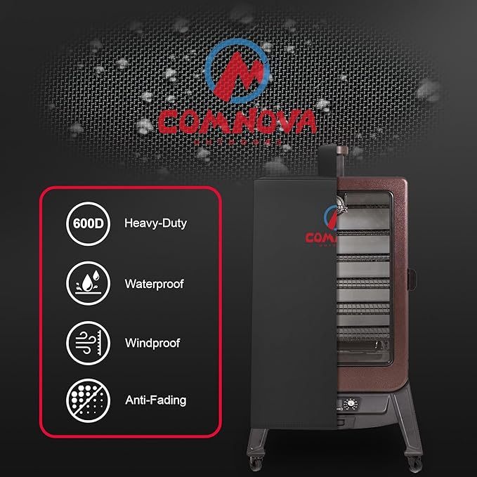 Comnova Vertical Smoker Cover for Pit Boss 4-5 - 7 Series - Premium Wood Pellet Smoker Cover for Pitboss 73550, 600D Smoke Cover for Pit Boss 4 Series, 5 Series, 7 Series, and Competition PBV5P2