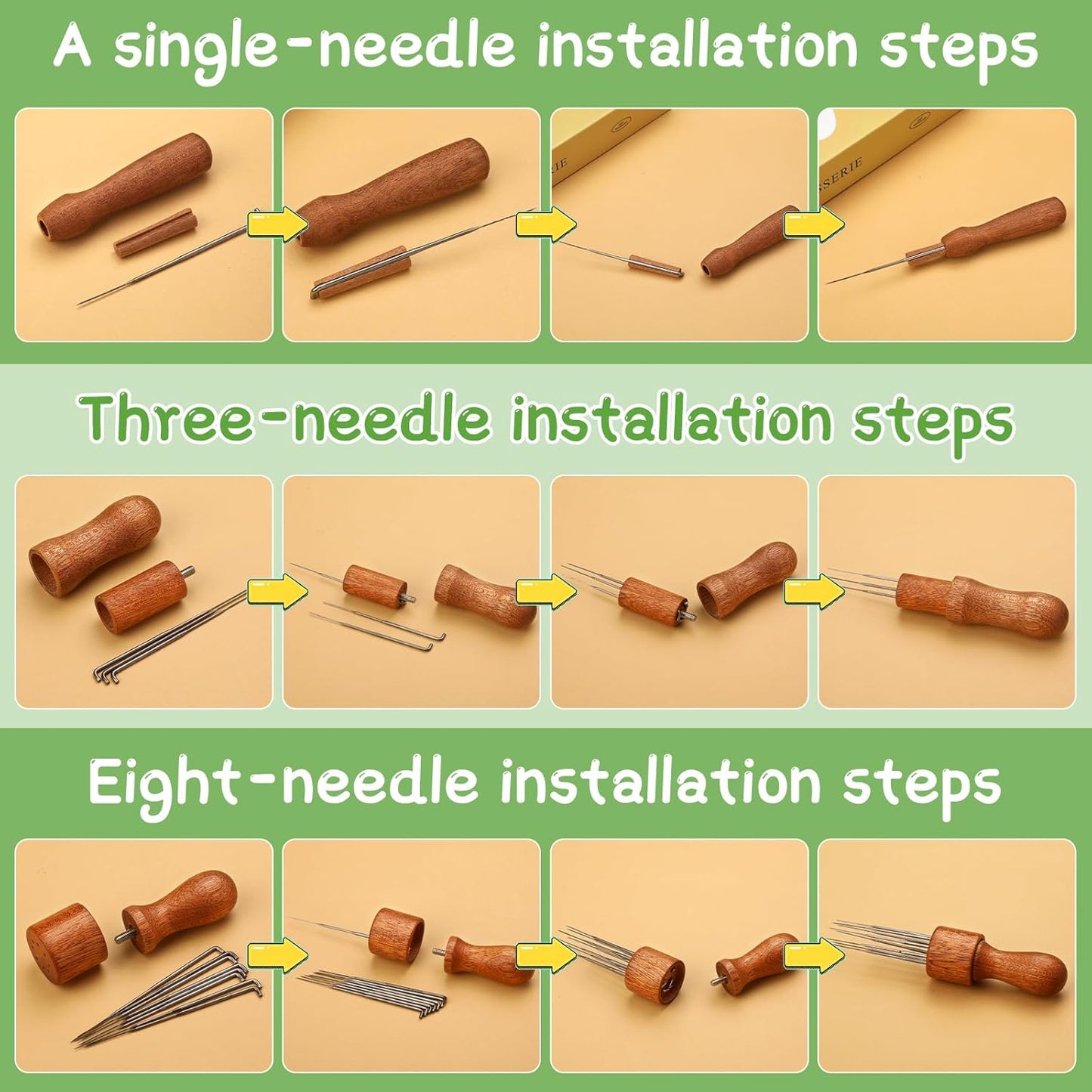 OEHPICC 128 Pcs Needle Felting Tools, 6×6 Inch Wool Felting Pad, 102 Pcs Felting Needles, Felting Tools with 3 Size Wooden Handle Holder for DIY Wool Felting Projects