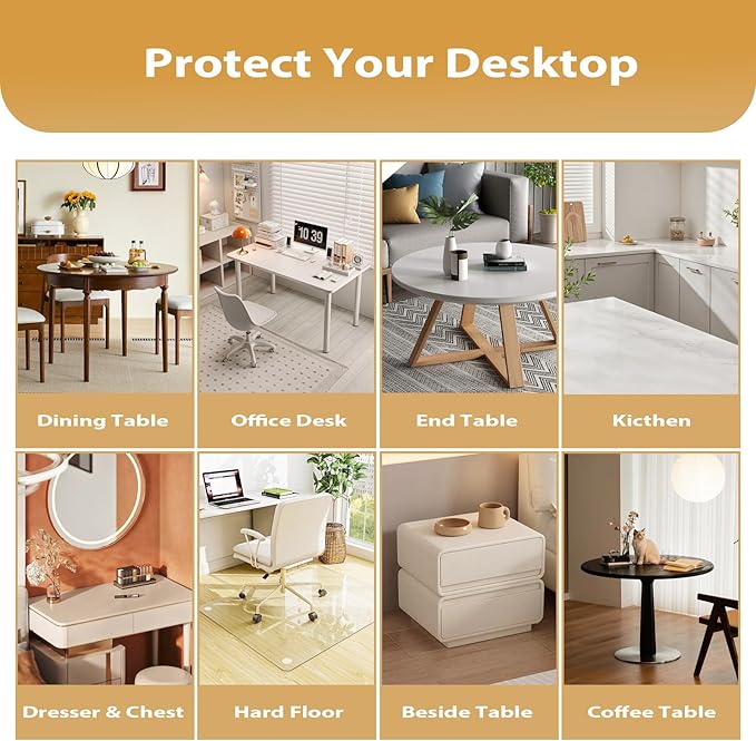 Round Clear Table Cover Protector 42 Inch - 2mm Thick Waterproof PVC Furniture Protective Pad for Dining Room Tabletop